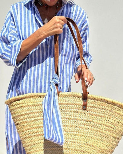 ARIELLA | STRINGED STRIPED SHIRT DRESS