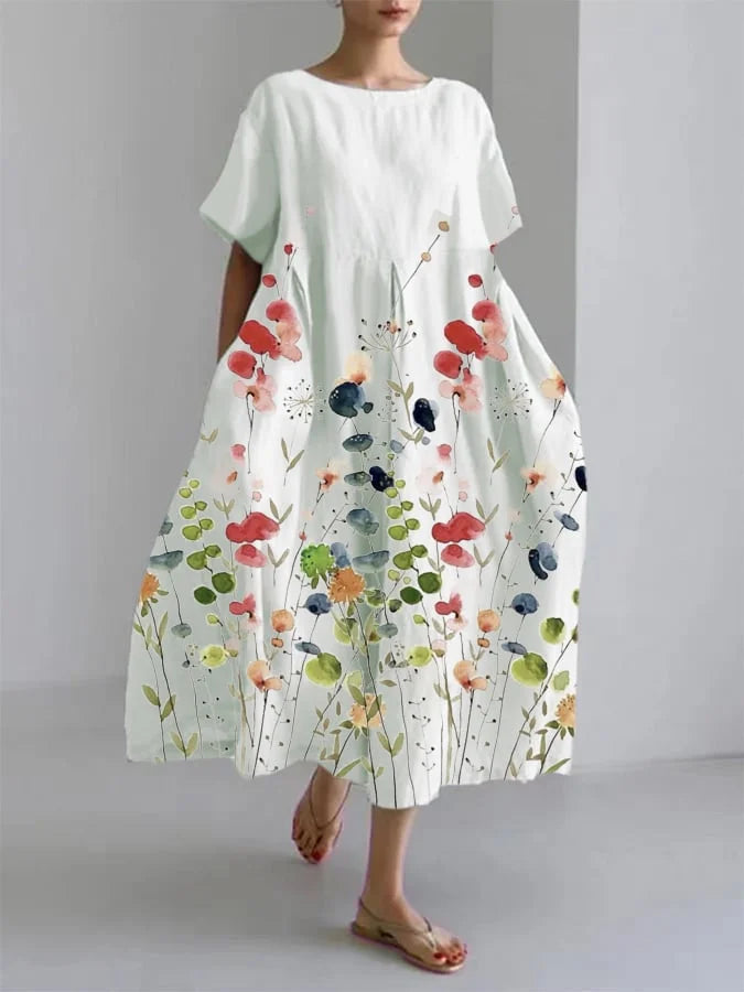 LILIANA | Summer Long Dress with Freedom of Movement and Floral Style
