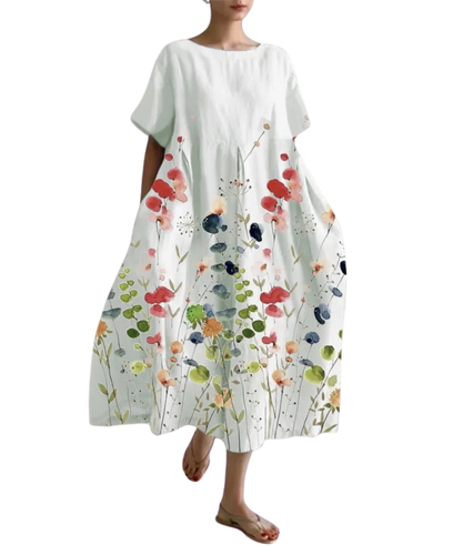 LILIANA | Summer Long Dress with Freedom of Movement and Floral Style
