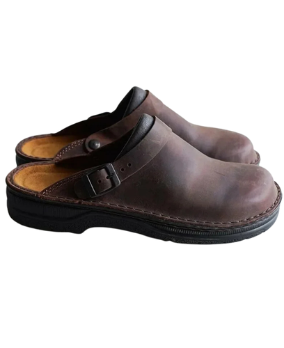 CLOGS | Leather clogs with adjustable strap