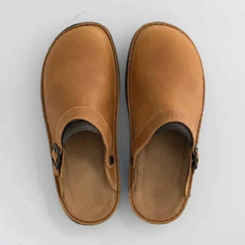 CLOGS | Leather clogs with adjustable strap