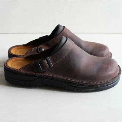 CLOGS | Leather clogs with adjustable strap